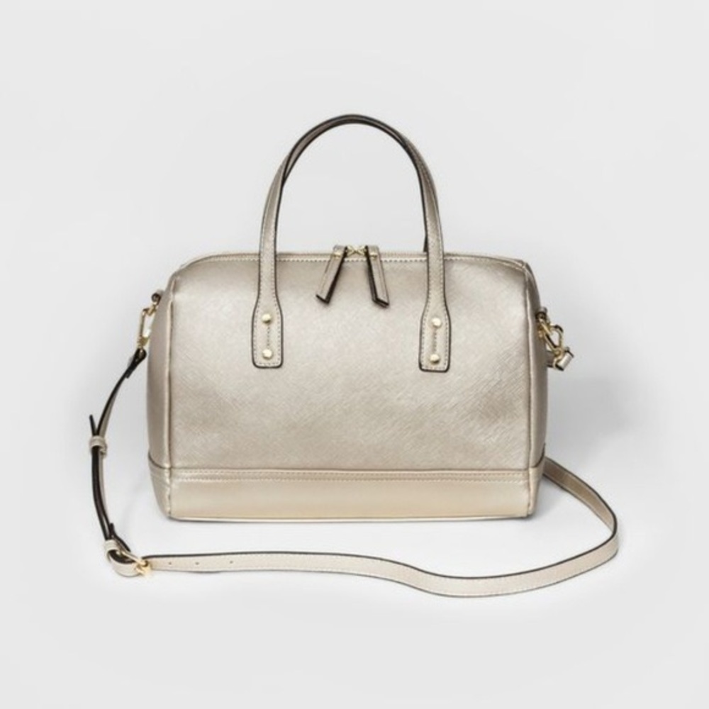 BRAND NEW WITH TAGS GOLD PURSE SATCHEL HANDBAG